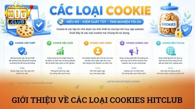 Các loại cookies được sử dụng tại Hitclub