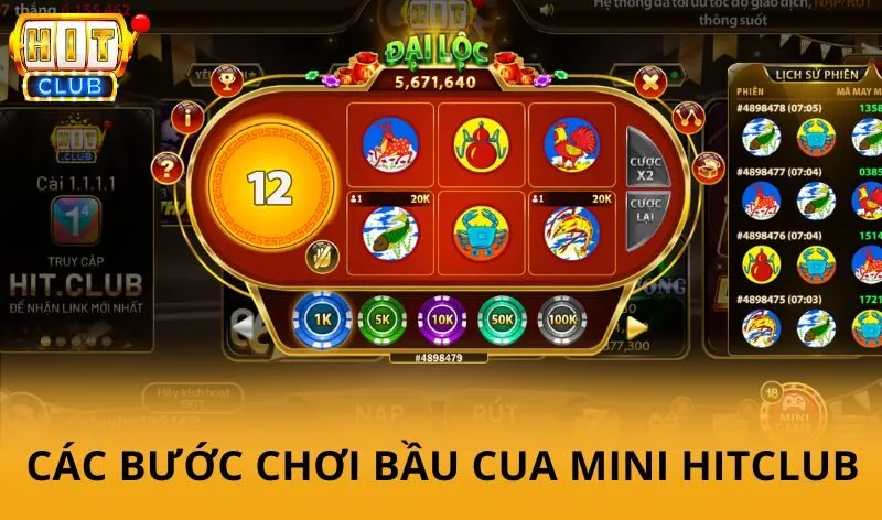 Các bước chơi bầu cua mini Hitclub