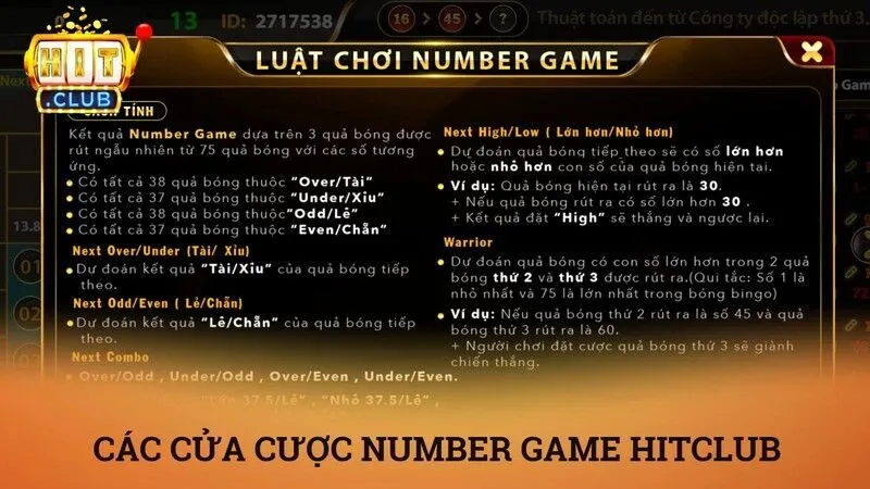 Tổng quan về luật chơi trò chơi number game Hitclub
