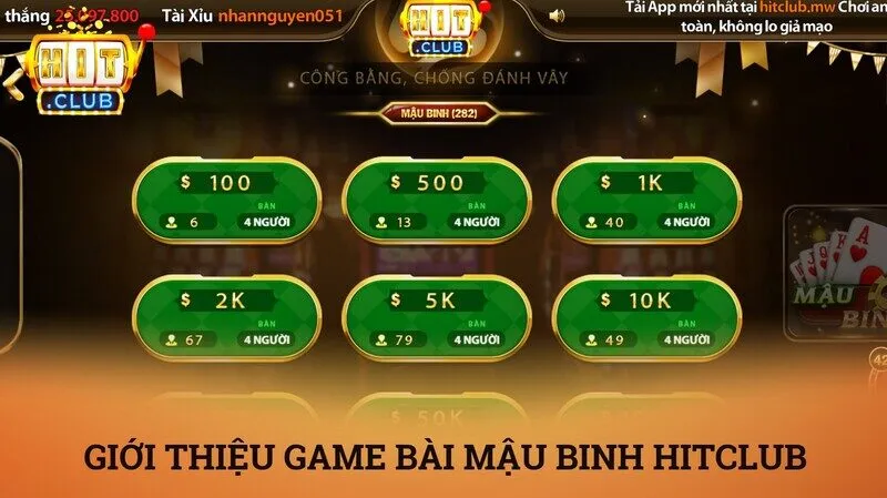 Giới thiệu tổng quan về tựa game mậu binh hitclub